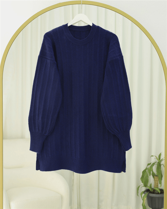 Fitilli Yırtmaçlı Yumoş Triko Tunik -Laci