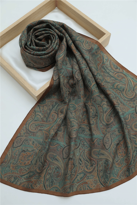 Geleneksel Floral Desenli Coton Şal -Taba-Şal-201-10123-R12