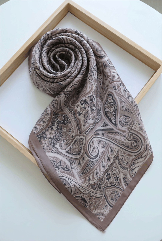 Geleneksel Floral Desenli Coton Şal -Vizon