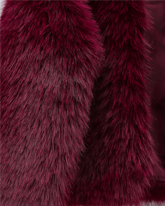 İçi Astarlı Kürklü Kaban -Bordo