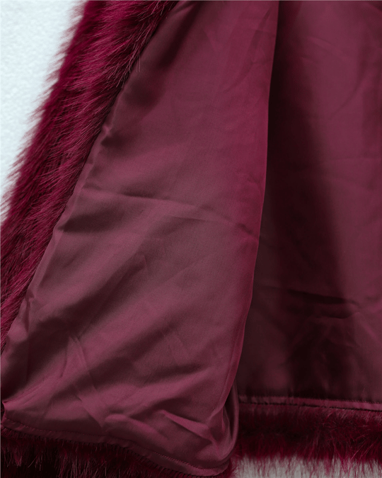 İçi Astarlı Kürklü Kaban -Bordo