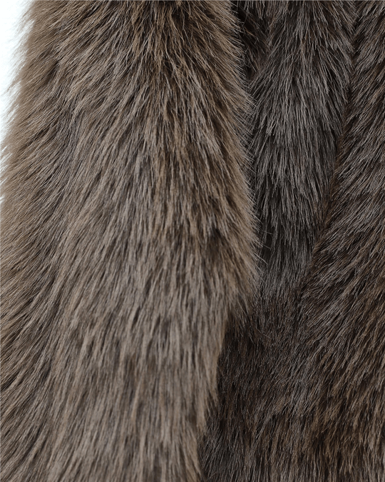 Womens Inner Lined Fur-Trimmed Coat -Coffee Brown - Brown