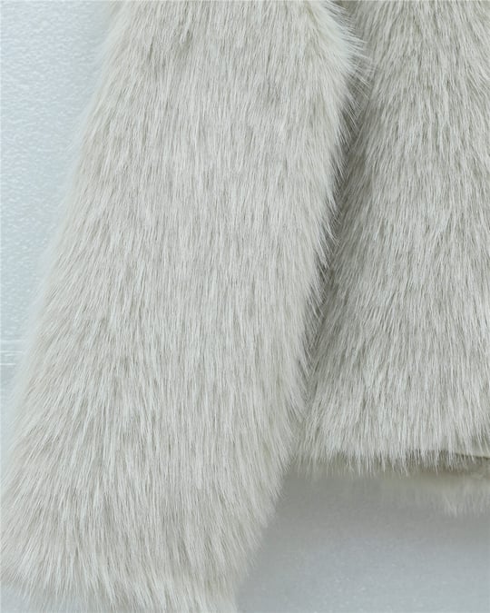Womens Inner Lined Fur-Trimmed Coat - Cream