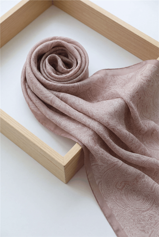 Womens Lightweight Linear Embroidered Cotton Shawl - Light Mink