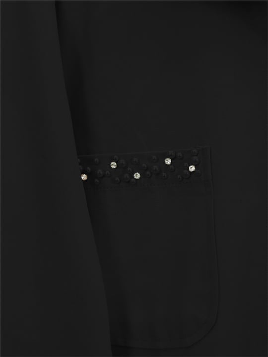 İnci Detaylı Çıtçıtlı Gabardin Takım -Siyah