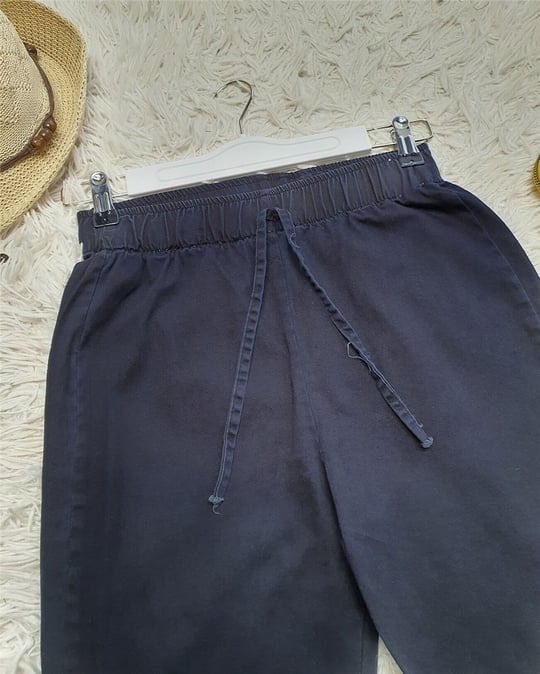 İspanyol Paça Bağcık Detaylı Kot Pantolon -Lacivert