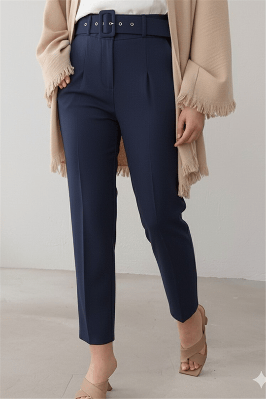 Kalın Kemerli Kumaş Pantalon   -Laci