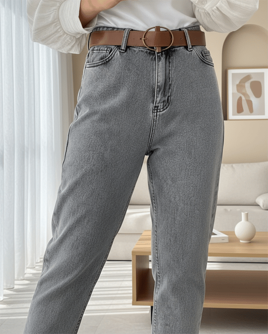 Kemerli Kot Pantolon -Füme