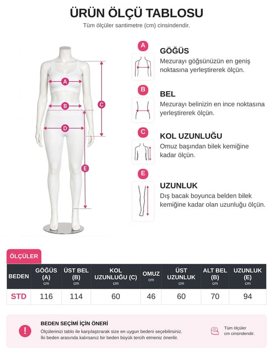 Kolu Lastikli Önü Düğmeli Yandan Bağlamalı Etekli Krep Takım  -Kahverengi