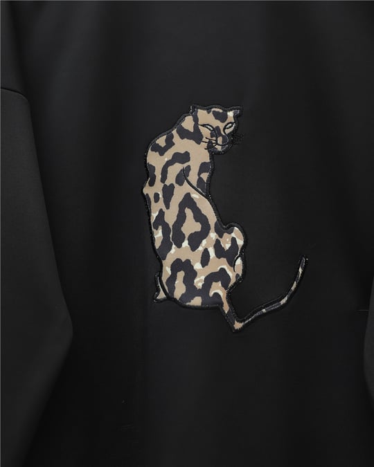 Leopar Figürlü Ve Desenli Pantolonlu Scuba Takım -Siyah