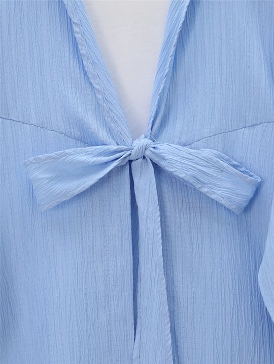 Önden Bağlamalı Krınkıl Kimono -Bebe Mavi