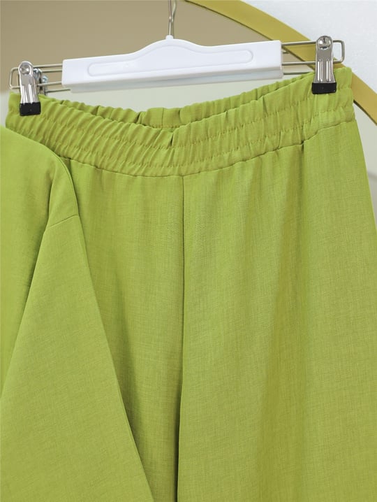 Önden Bağlamalı Pantolonlu Kimono Takım -Yağ Yeşili
