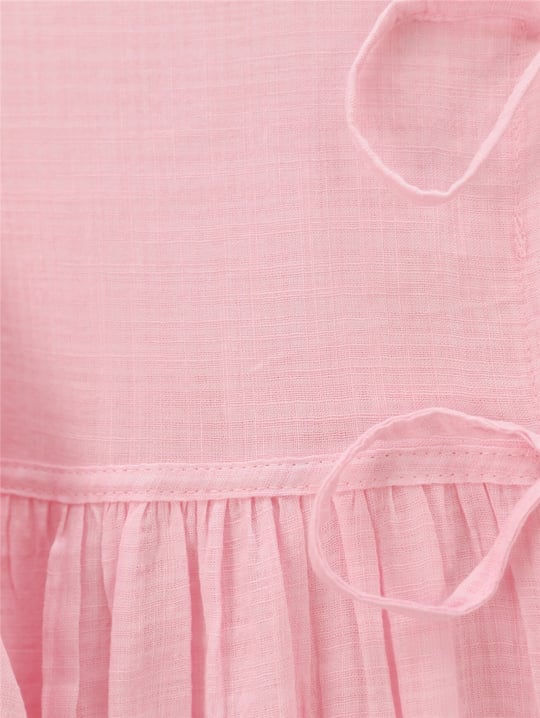 Önü Bağlamalı Kolları Lastikli Gömlek -Pembe