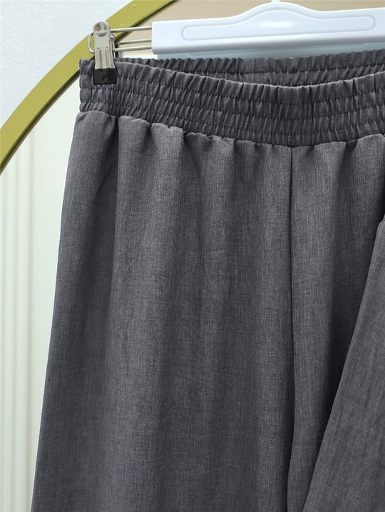 Önü Çift Bağlamalı Pantolonlu Kimono Takım    -Füme