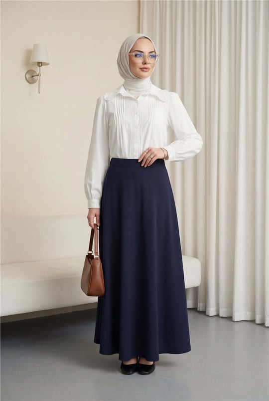 Önü Fistolu Plise Detaylı Poplin Gömlek Bluz -Beyaz