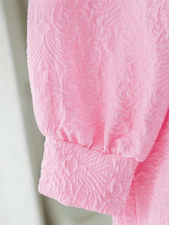 Önü Taşlı Düğme Detaylı Parçalı Arkası Fermuarlı Tunik -Pembe