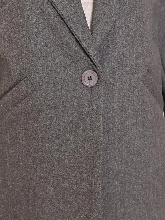 Womens Single Button-Front Lined Winter Wool-Blend Coat - Charcoal