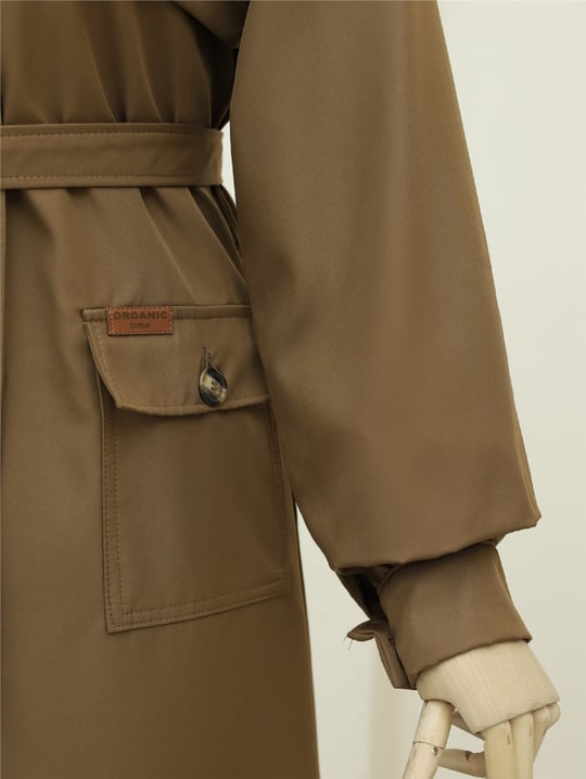 Torba Cepli Bolero Astarlı Trençkot -Taba