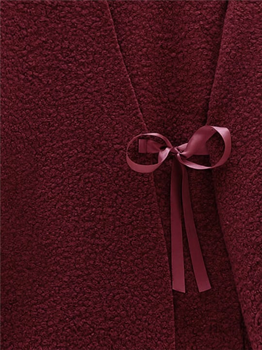 Yandan Bağlamalı Buklet Kimono  -Bordo