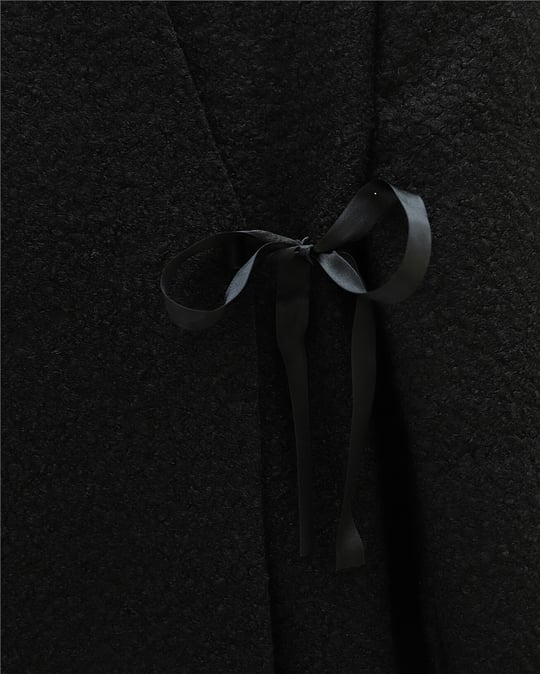 Yandan Bağlamalı Buklet Kimono -Siyah