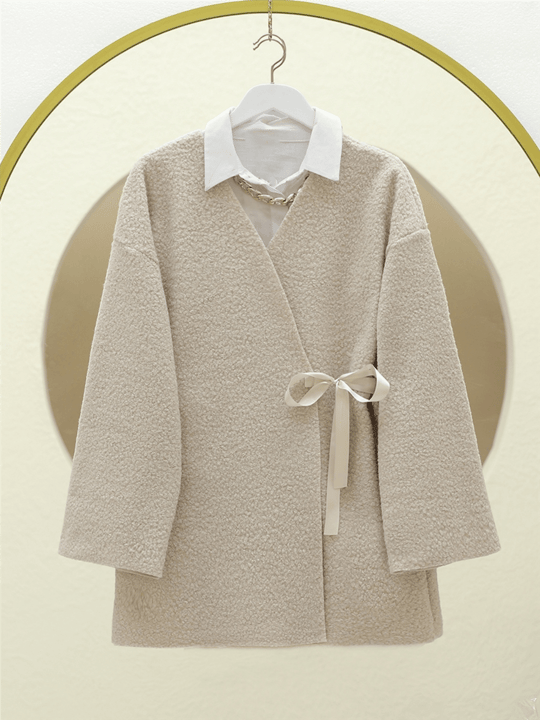 Yandan Bağlamalı Buklet Kimono -Taş