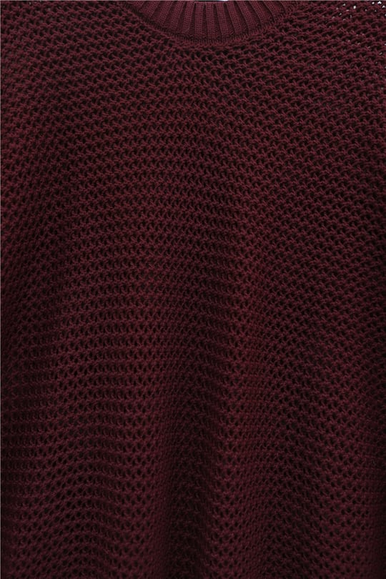 Yarasa Kol Ajurlu Triko Kazak -Bordo