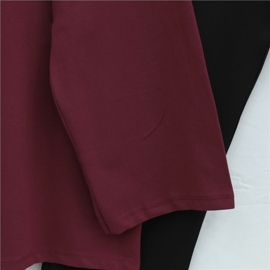 Yuvarlak Yaka Salaş Penye Tunik  -Bordo