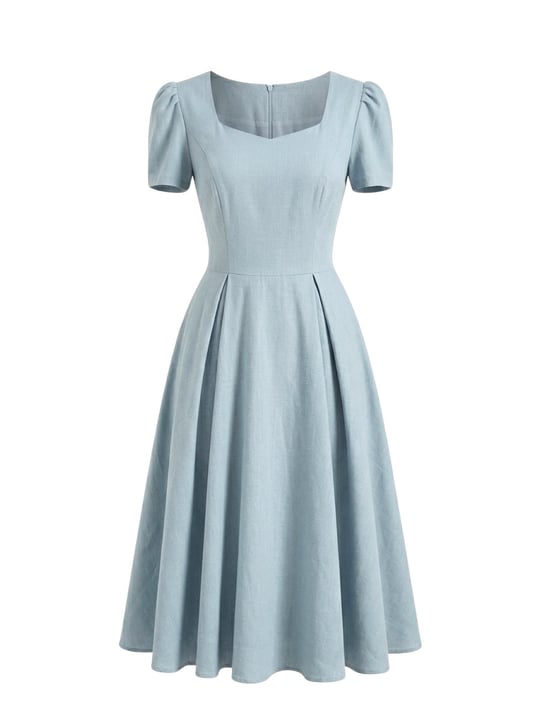 Design Matilda Ash Blue Long Women's Dress | Retrobird