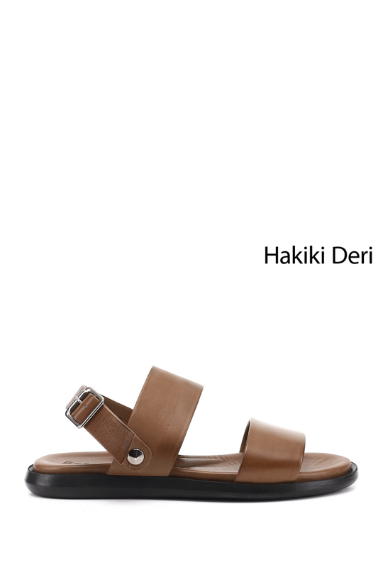 Erkek Ceviz Tokalı Hakiki Deri Comfort Sandalet