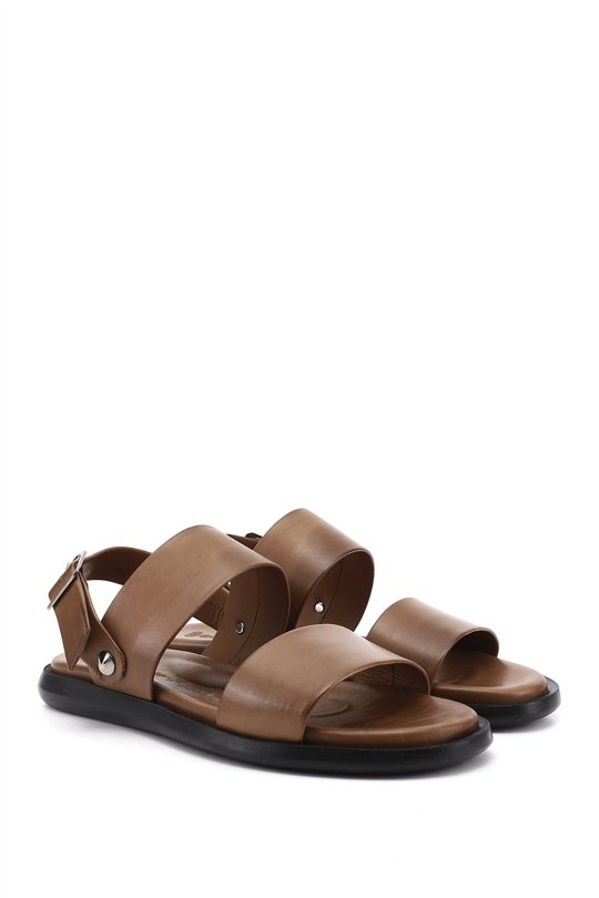 Erkek Ceviz Tokalı Hakiki Deri Comfort Sandalet