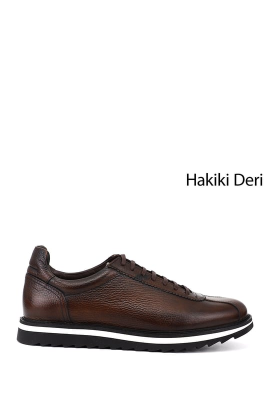 Mens Brown Antique Laced Genuine Leather Comfort Sneaker