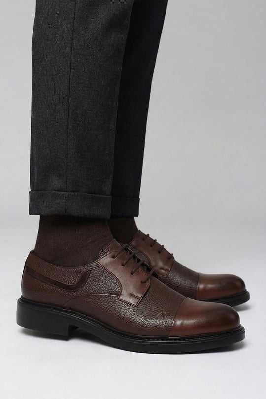 Mens Brown Antique Laced Genuine Leather Classic Shoes