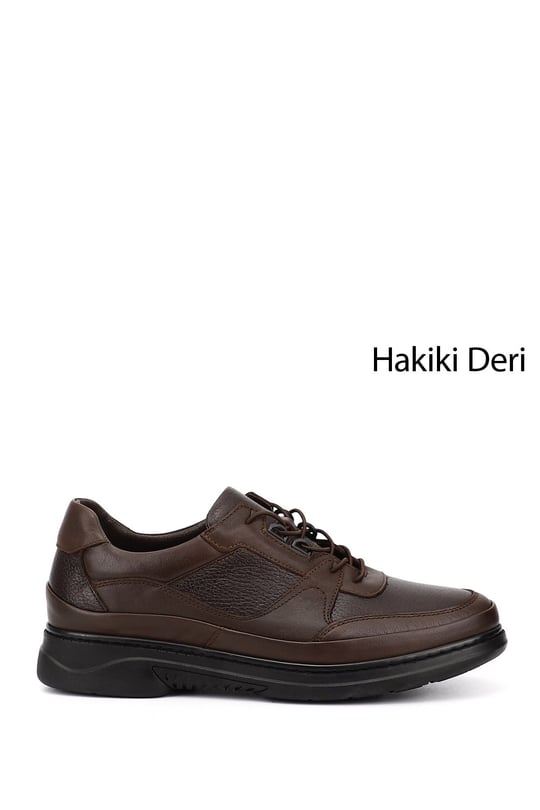 Mens Coffee Antique Lace-up Rubber Sole Genuine Leather Sneaker