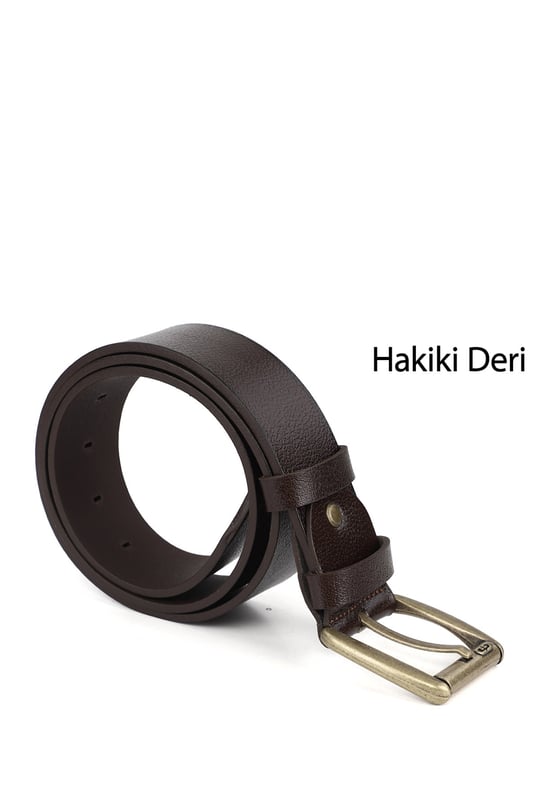 Erkek Kahve Antik Hakiki Deri 4 Cm Kot Kemeri