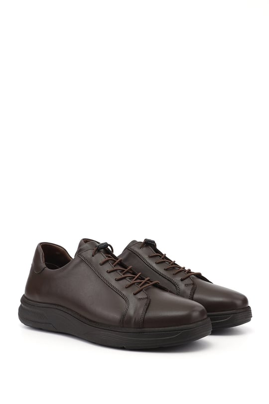 Mens Brown Lace-up Genuine Leather Sneaker