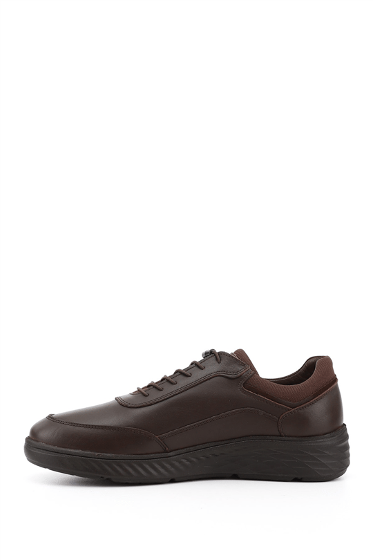Mens Brown Lace-up Rubber Sole Genuine Leather Sneaker