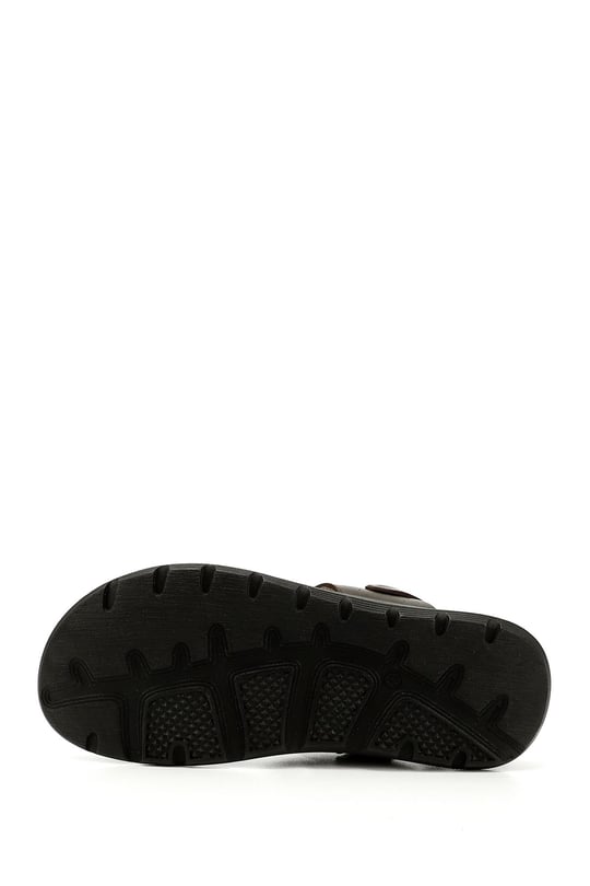 Erkek Kahverengi Hakiki Deri Comfort Sandalet