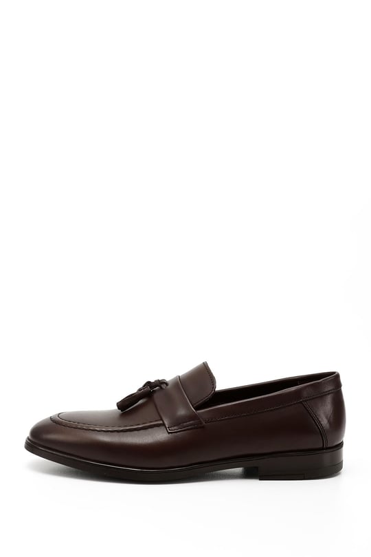 Mens Brown Tasseled Genuine Leather Loafer Shoes