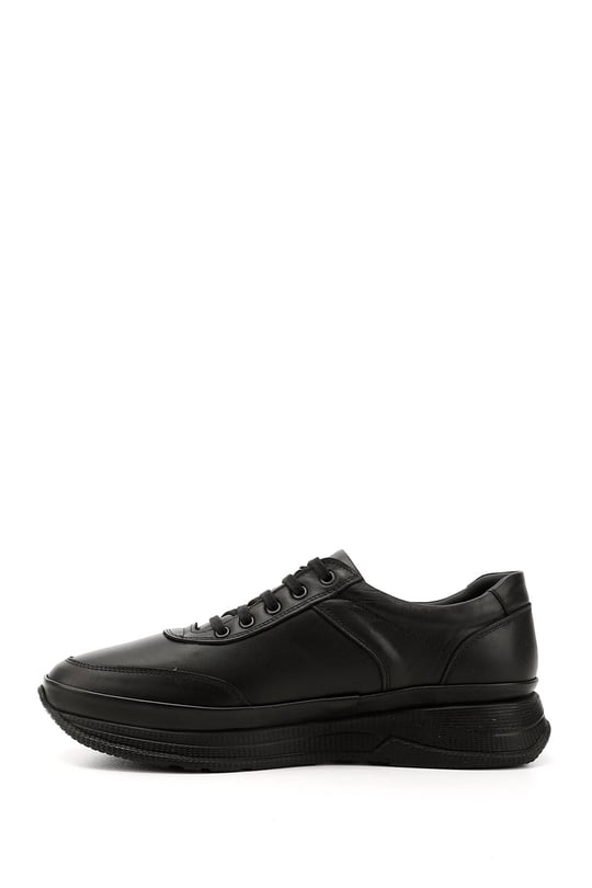 Erkek Kömür Bağcıklı Hakiki Deri Comfort Sneaker