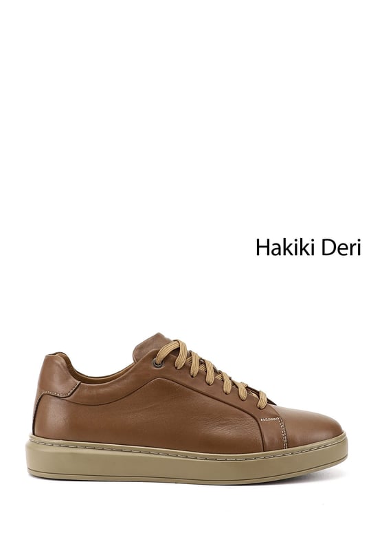 Erkek Kum Bağcıklı Kauçuk Taban Hakiki Deri Sneaker