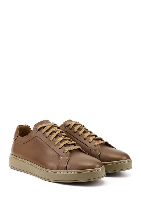Erkek Kum Bağcıklı Kauçuk Taban Hakiki Deri Sneaker