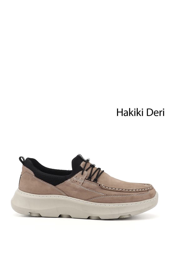 Erkek Kum Nubuk Bağcıklı Hakiki Deri Comfort Ayakkabı