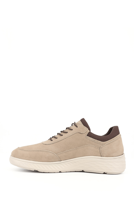 Erkek Kum Nubuk Bağcıklı Kauçuk Taban Hakiki Deri Sneaker