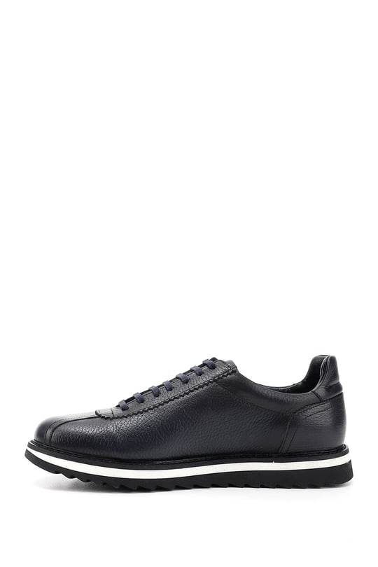 Mens Navy Blue Antique Laced Genuine Leather Comfort Sneaker