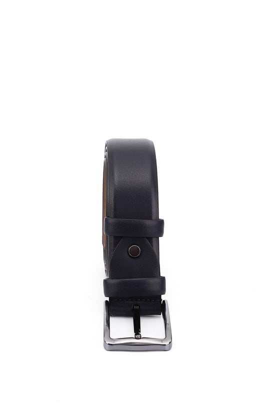 Erkek Lacivert Antik Hakiki Deri 3,5 Cm Klasik Kemer