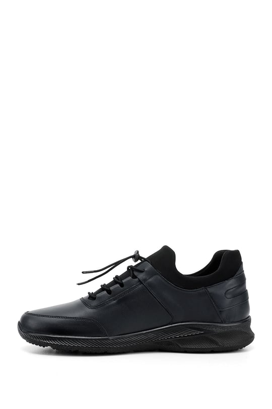 Mens Navy Blue Lace-Up Genuine Leather Comfort Sneaker