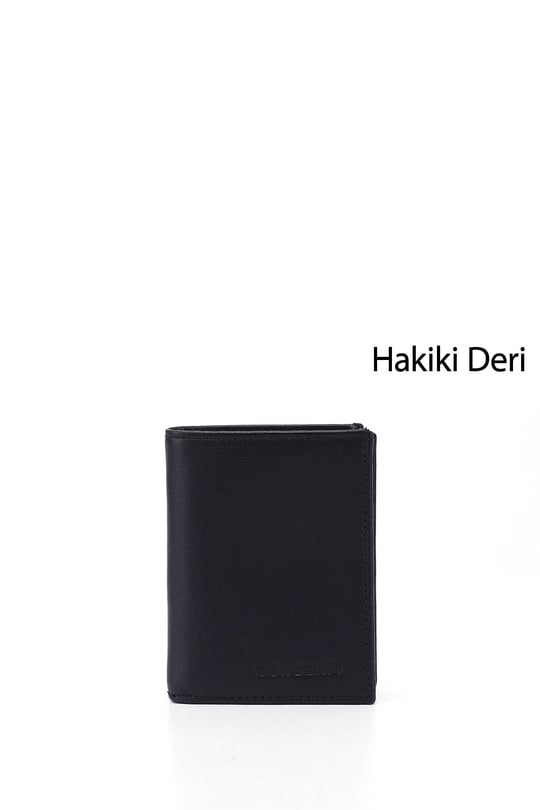 Erkek Lacivert Hakiki Deri Dikey Cüzdan