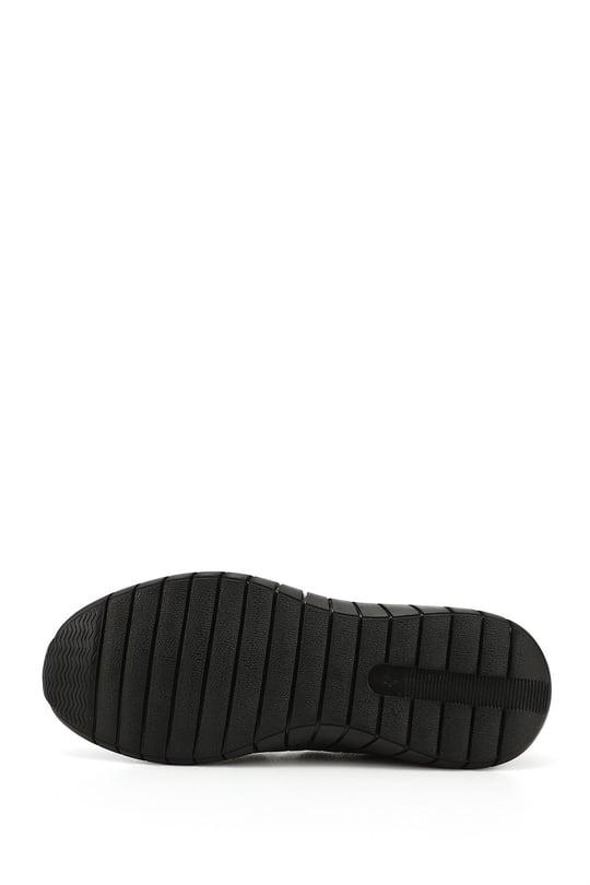 Mens Black Lace-Up Genuine Leather Comfort Sneaker
