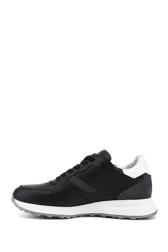 Erkek Siyah Bağcıklı Hakiki Deri Comfort Sneaker