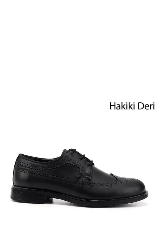 Mens Black Lace-Up Genuine Leather Classic Shoes